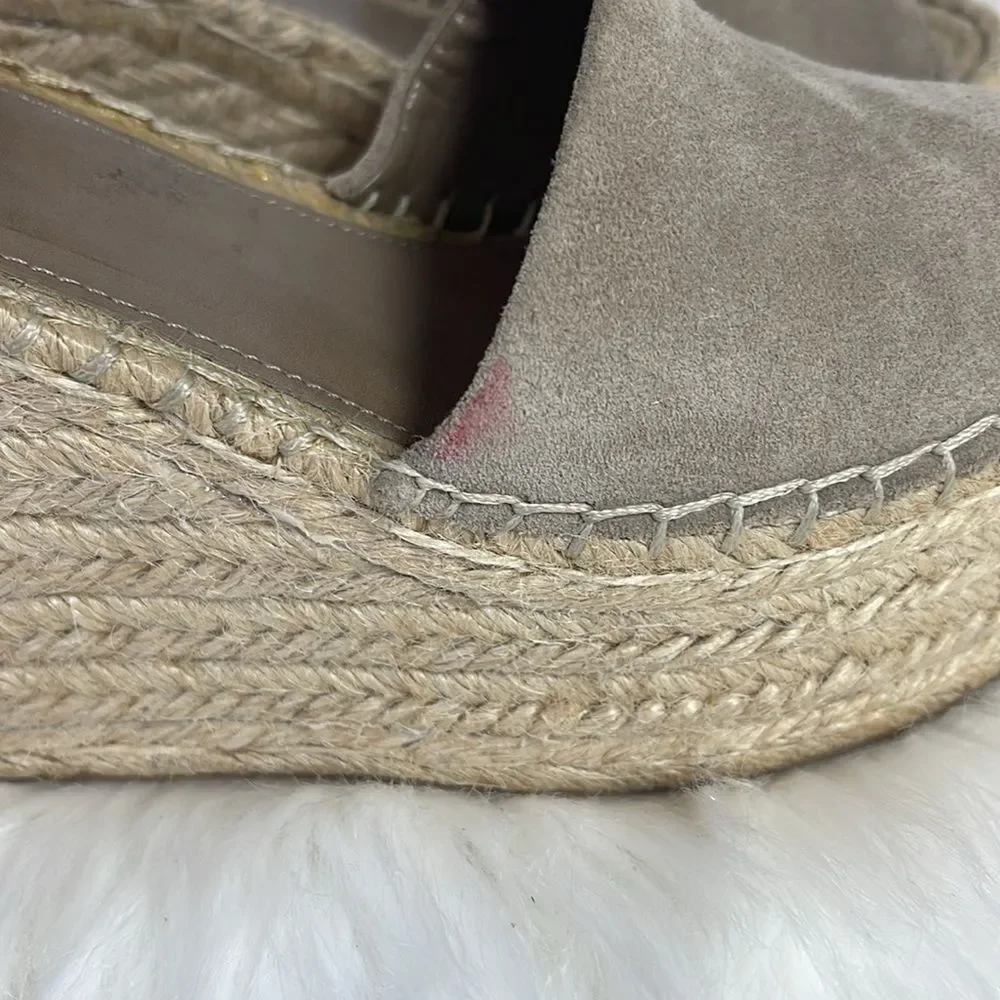 Marc Fisher Alida Tan Suede Platform Ankle Strap Espadrilles‎ Sz 6.5